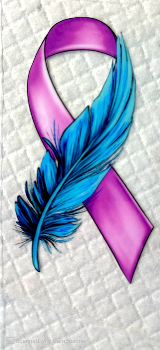 Cancer Ribbon and Feather (16oz or 24oz Tumbler)