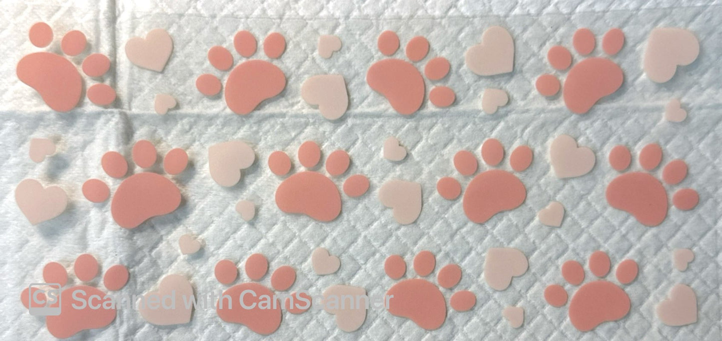 Pink Hearts and Paw Prints